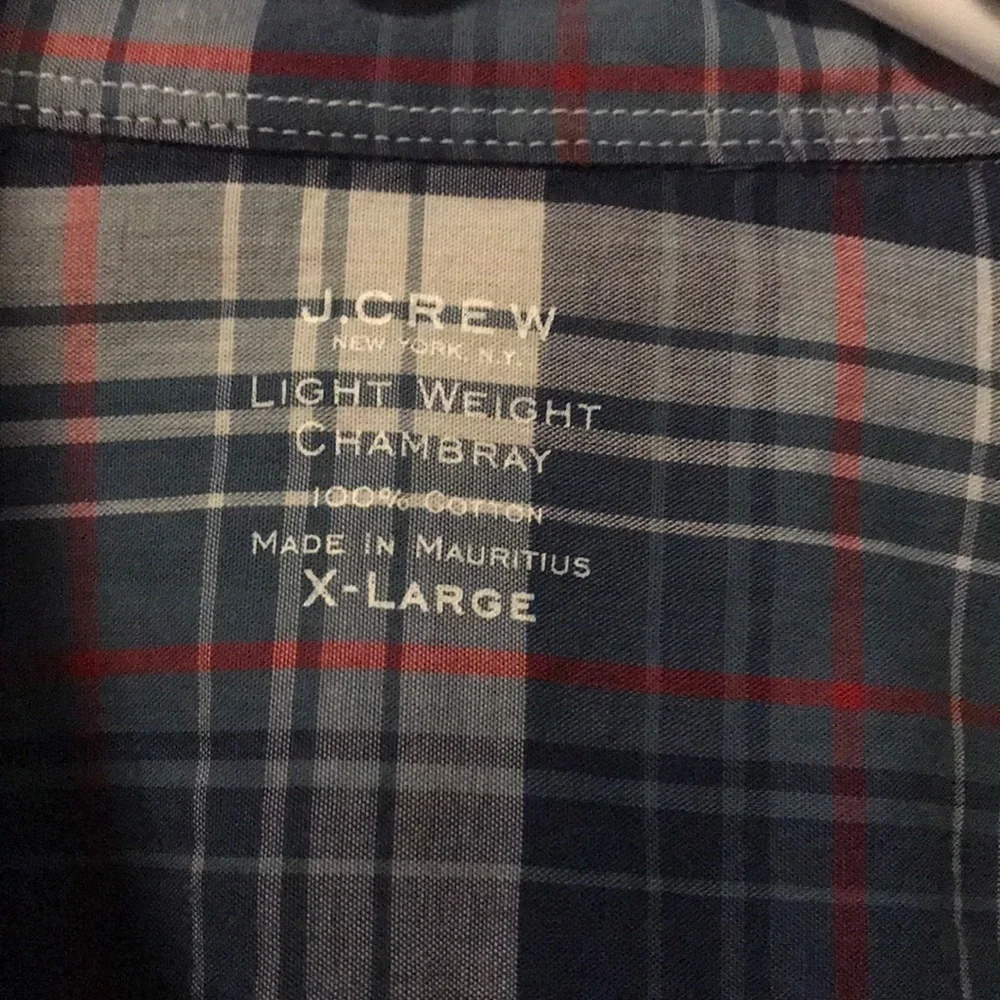 J. Crew lightweight chambray plaid button down